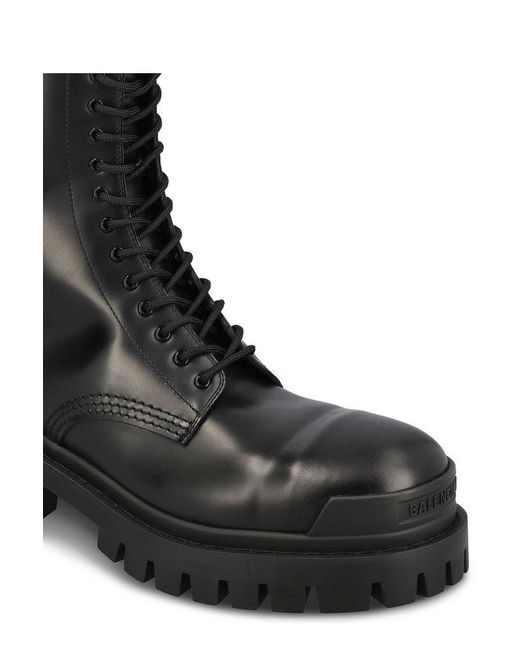 Balenciaga Black Strike Lace-Up Boots