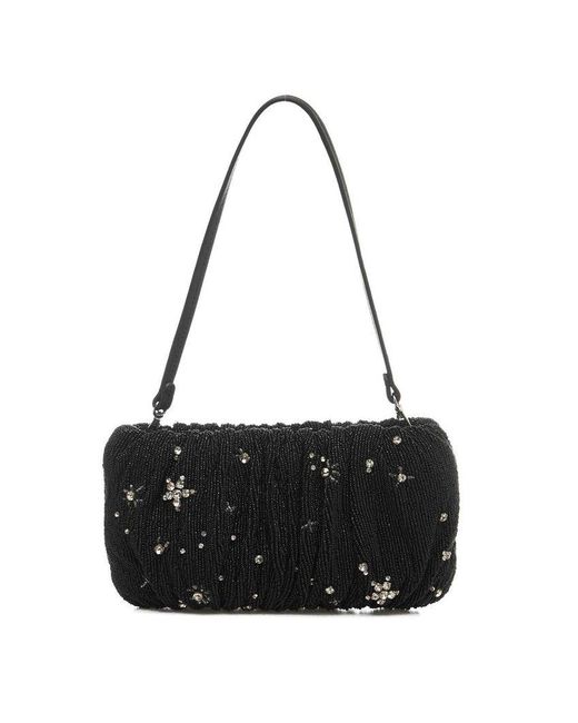Staud Black Bead-embellished Zipped Shoulder Bag