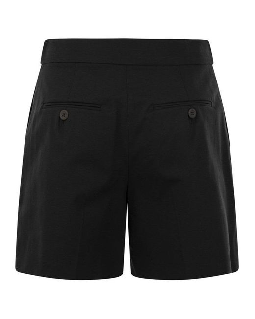Max Mara Studio Black Adria Cotton Gabardine Shorts