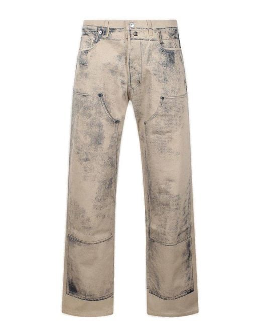 Dior Natural Button Detailed Straight Leg Jeans for men