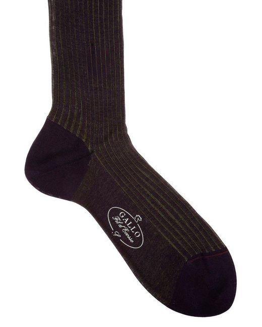 Gallo Black Pinstripe Knee-High Socks for men