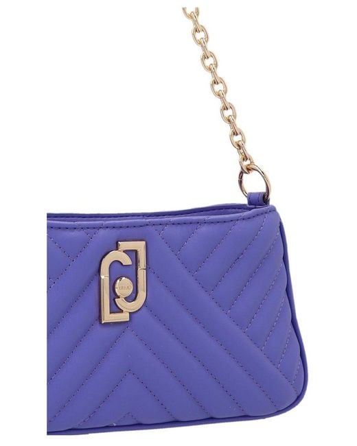 Liu Jo Purple Small Quilted Logo Plaque Tote Bag