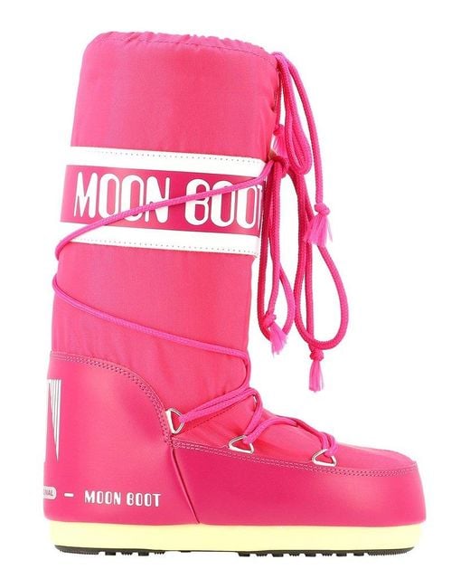 Moon Boot Pink Icon Logo Printed Snow Boots