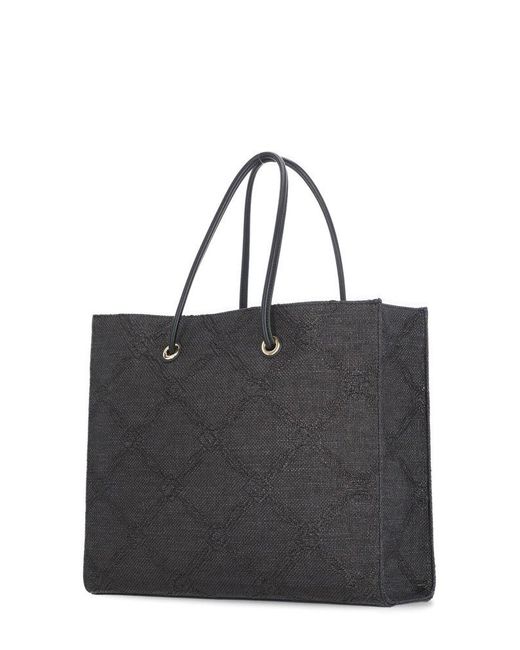 Elisabetta Franchi Black Logo Patch Tote Bag