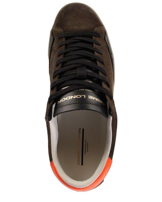 Crime London Brown Distressed Lace-Up Sneakers for men