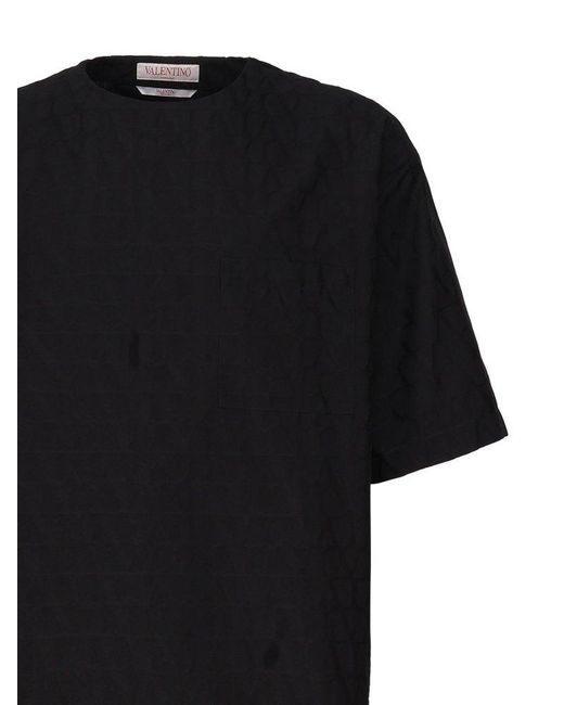 Valentino Black Toile Iconographe Crewneck Short-sleeved T-shirt for men