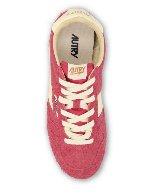 Autry Pink Windspin Lace-Up Sneakers