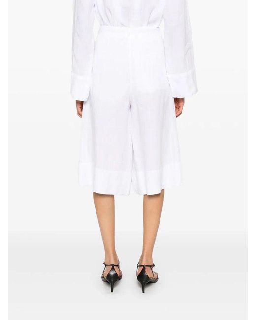 Malo White Pleated Bermuda Shorts