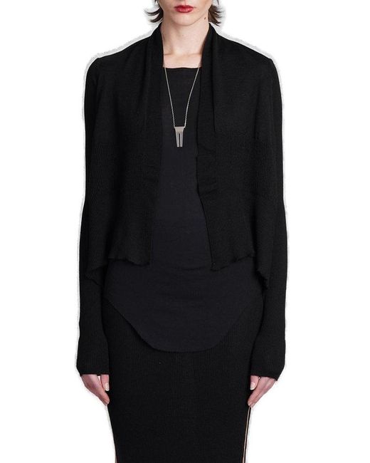 Rick Owens Black Open Front Knitted Cardigan