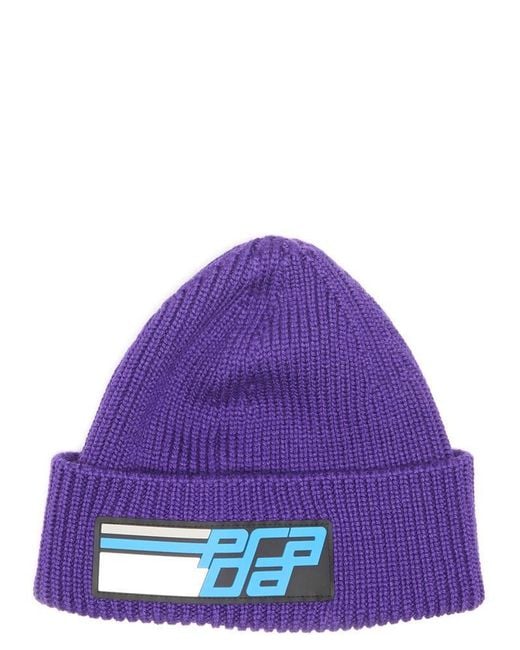 Prada Purple Logo Beanie