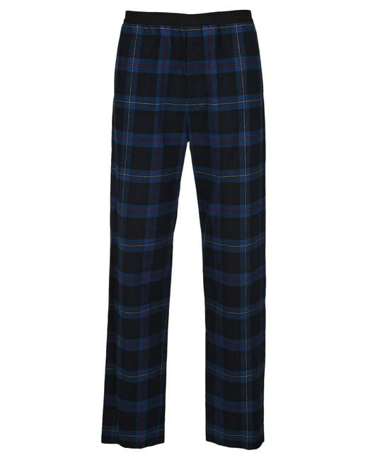 Balenciaga Blue Checked Flannel Trousers for Men | Lyst