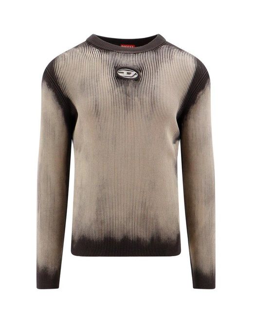 DIESEL Natural Treated Jumper With Metal Logo Insert for men