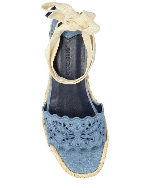 Jimmy Choo Blue Arlee Wedge Ankle Strap Sandals