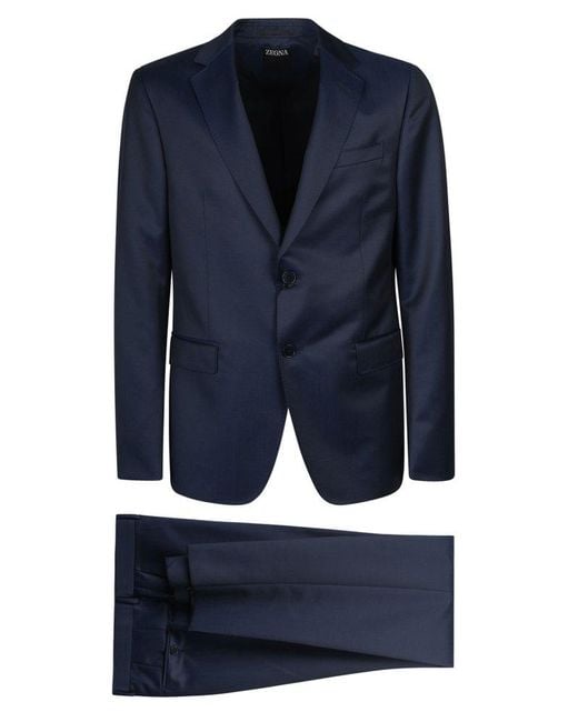 Zegna Blue Classic Plain Suit for men