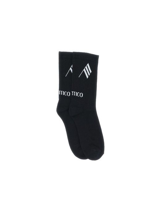 The Attico Black Logo-intarsia Ankle-length Socks