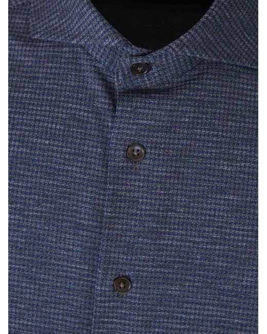 Traiano Blue Rooster Duck Pattern Shirt for men
