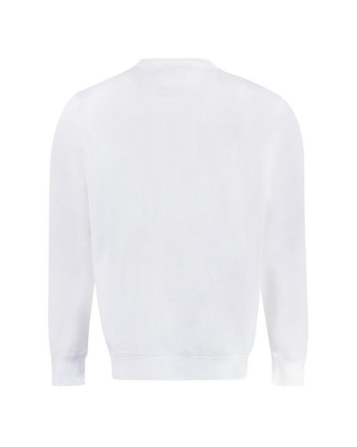 C P Company White Cotton Crew-neck Sweatshirt With Logo for men