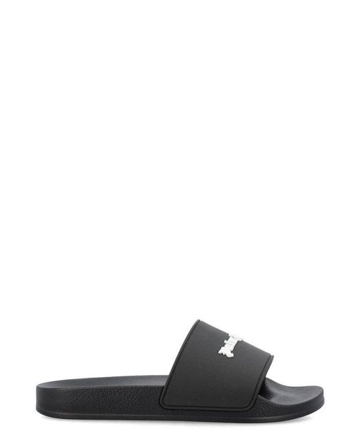 Palm Angels Logo Detailed Pool Slides in Black Lyst