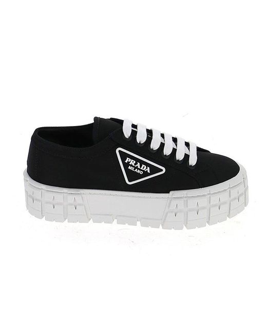 Prada Logo Platform Sneakers in Black | Lyst