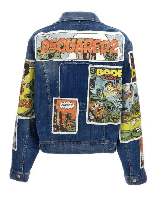 DSquared² Blue Betty Boop Casual Jackets, Parka for men