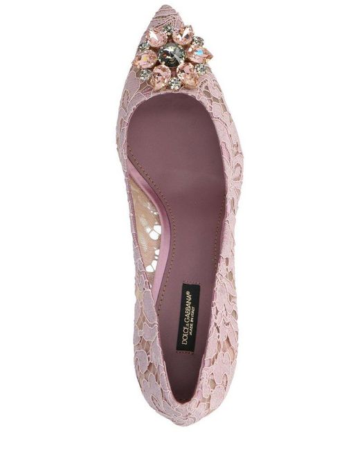 Dolce & Gabbana Pink Taormina Lace Pumps