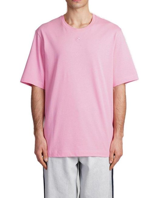 MARINE SERRE Pink Moon Embroidered Crewneck T-shirt for men
