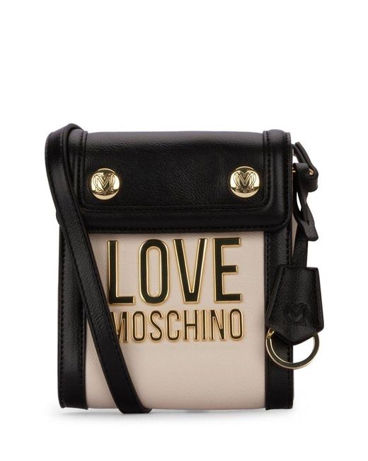 Love Moschino Logo Lettering Stud Detailed Crossbody Bag in Black Lyst