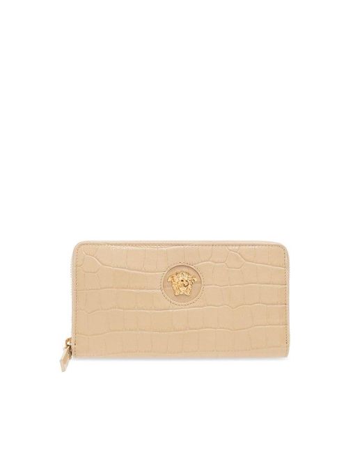 Versace Natural Logo-plaque Embossed Zipped Continental Wallet