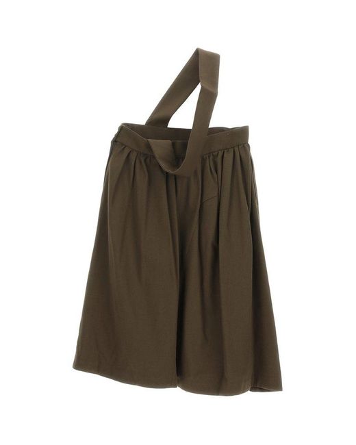 Comme des Garçons Brown Dungarees-style Pleated Midi Skirt
