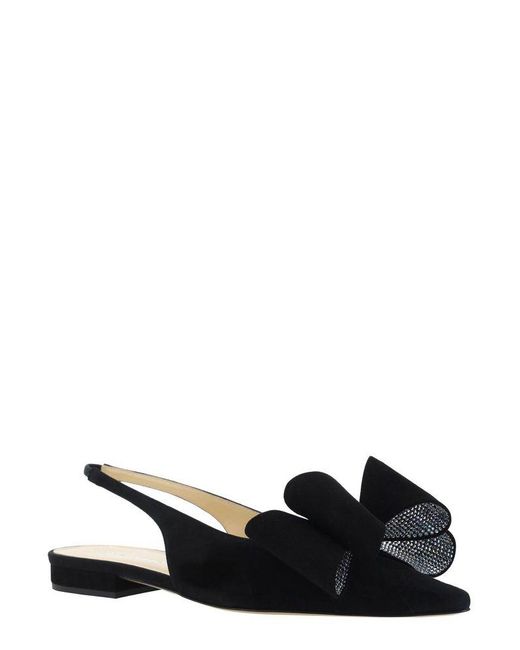Mach & Mach Black Bow Detailed Slingback Ballerinas
