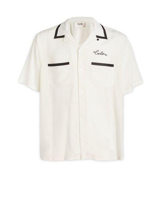 Céline White Logo Detailed Short-sleeved Shirt for men