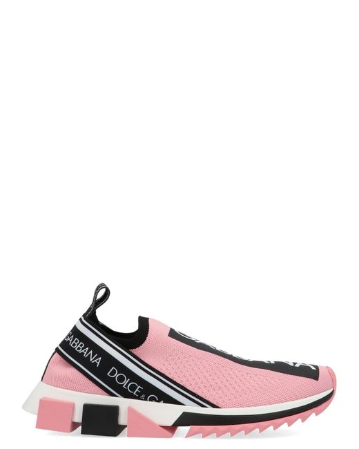 Dolce & Gabbana Pink Sorrento Sneakers With Fusible Crystals