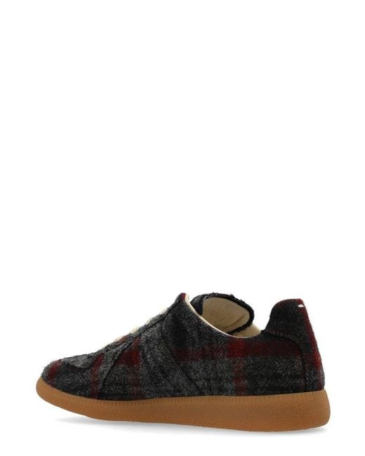 Maison Margiela Black Replica Check-Pattern Low-Top Sneakers