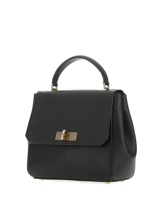 Bally Black Fold-over Top Handle Handbag