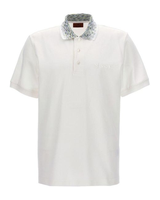Missoni White Logo Embroidery Shirt Polo for men