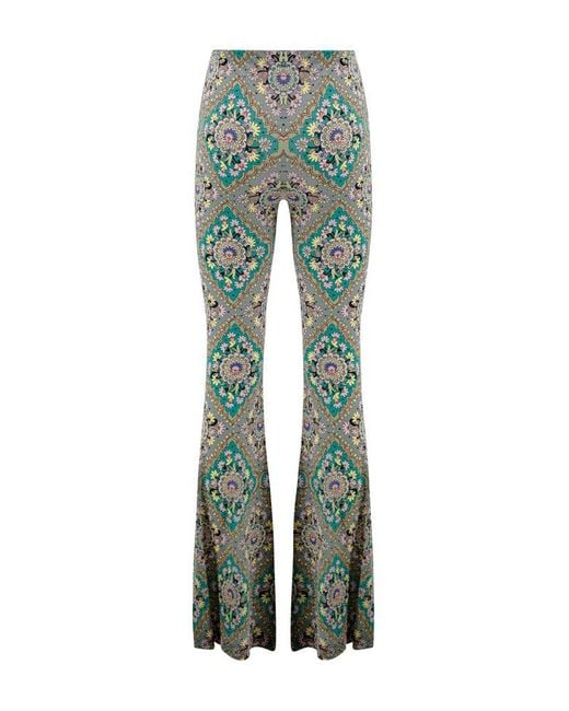 パンツ Etro Green Jersey Printed Flare Pants Printed crêpe jersey flared pants in multicoloured - Etro