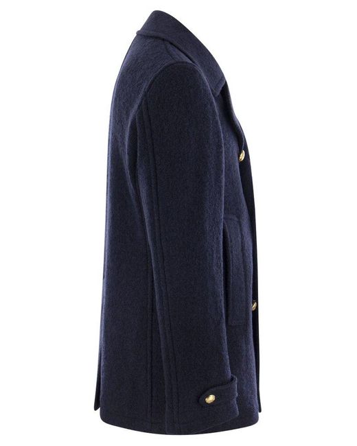 Tagliatore Blue Double-Breasted Coat for men