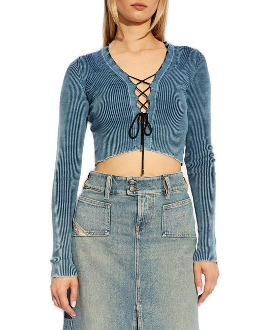 DIESEL Blue M-acchia Lace Cropped Top