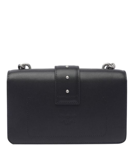 Pinko Black Leather Love One Mini Shoulder Bag
