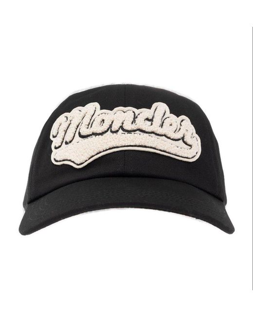 Moncler Black Logo Flocked Baseball Cap