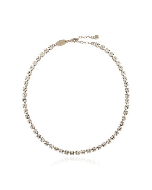 DSquared² White Crystal Embellished Pendant Necklace for men