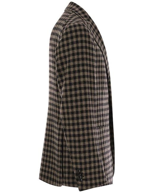 Tagliatore Black Single Breasted Houndstooth Blazer for men