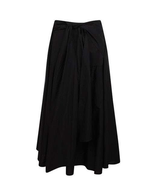 MSGM Black Layered Detailed Poplin Midi Skirt