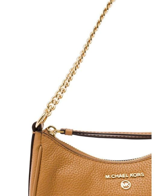 MICHAEL Michael Kors Brown Houlder Bag With Chain Strap And Logo Detail In Hammered Leather