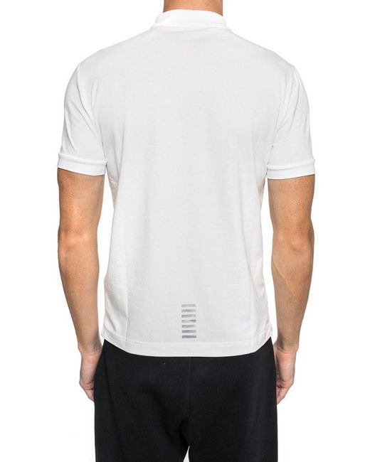 EA7 White Logo Printed Polo Shirt for men