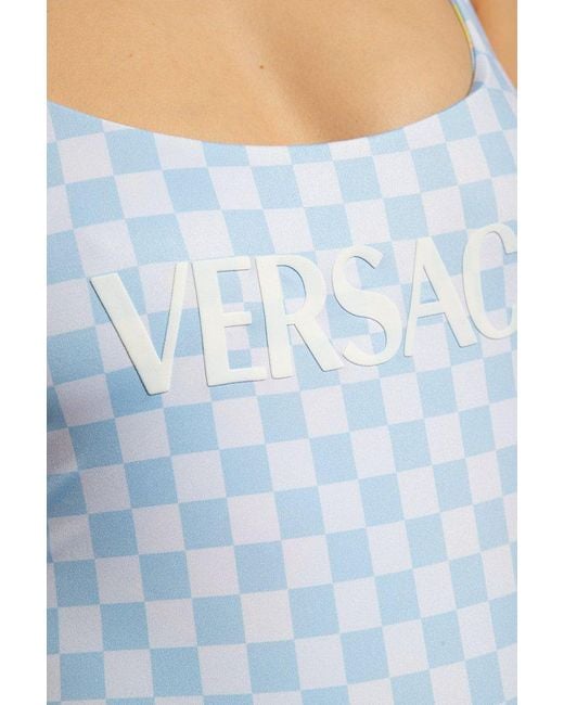 Versace Blue Contrasto Reversible One-piece Swimsuit