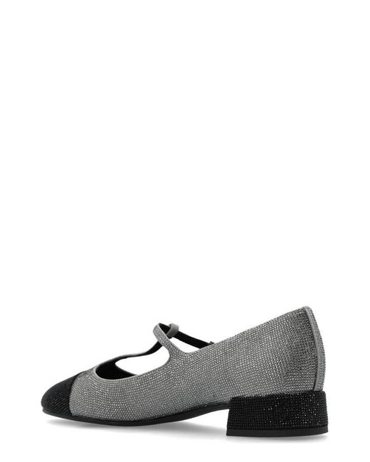 Tory Burch Black Cap-Toe T-Strap Pavé Heeled Ballet