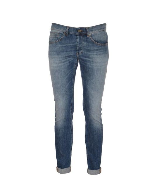 Dondup Blue Turn-up Hem Skinny Jeans for men
