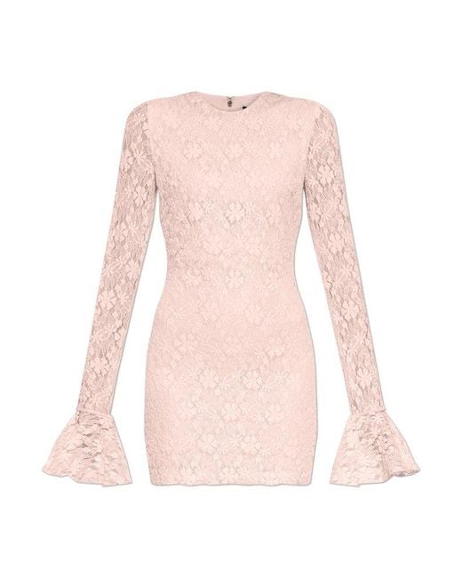 ROTATE BIRGER CHRISTENSEN Pink Lace Dress With Long Sleeves