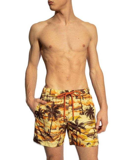 Moncler Yellow Logo-patch Swim Shorts for men